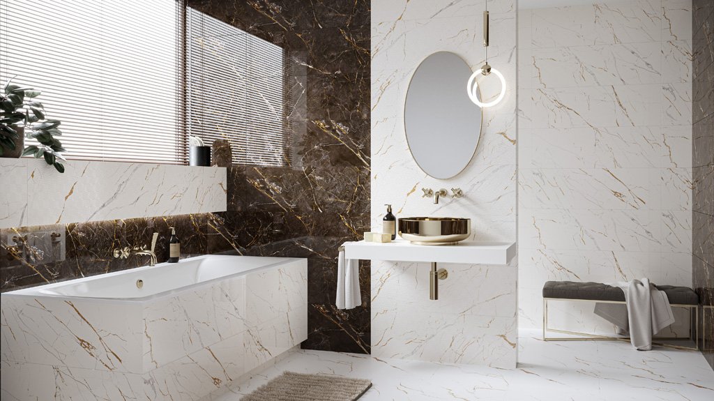 #Koupelna #mramor #Klasický styl #Moderní styl #bílá #černá #Velký formát #Lesklý obklad #1000 - 1500 Kč/m2